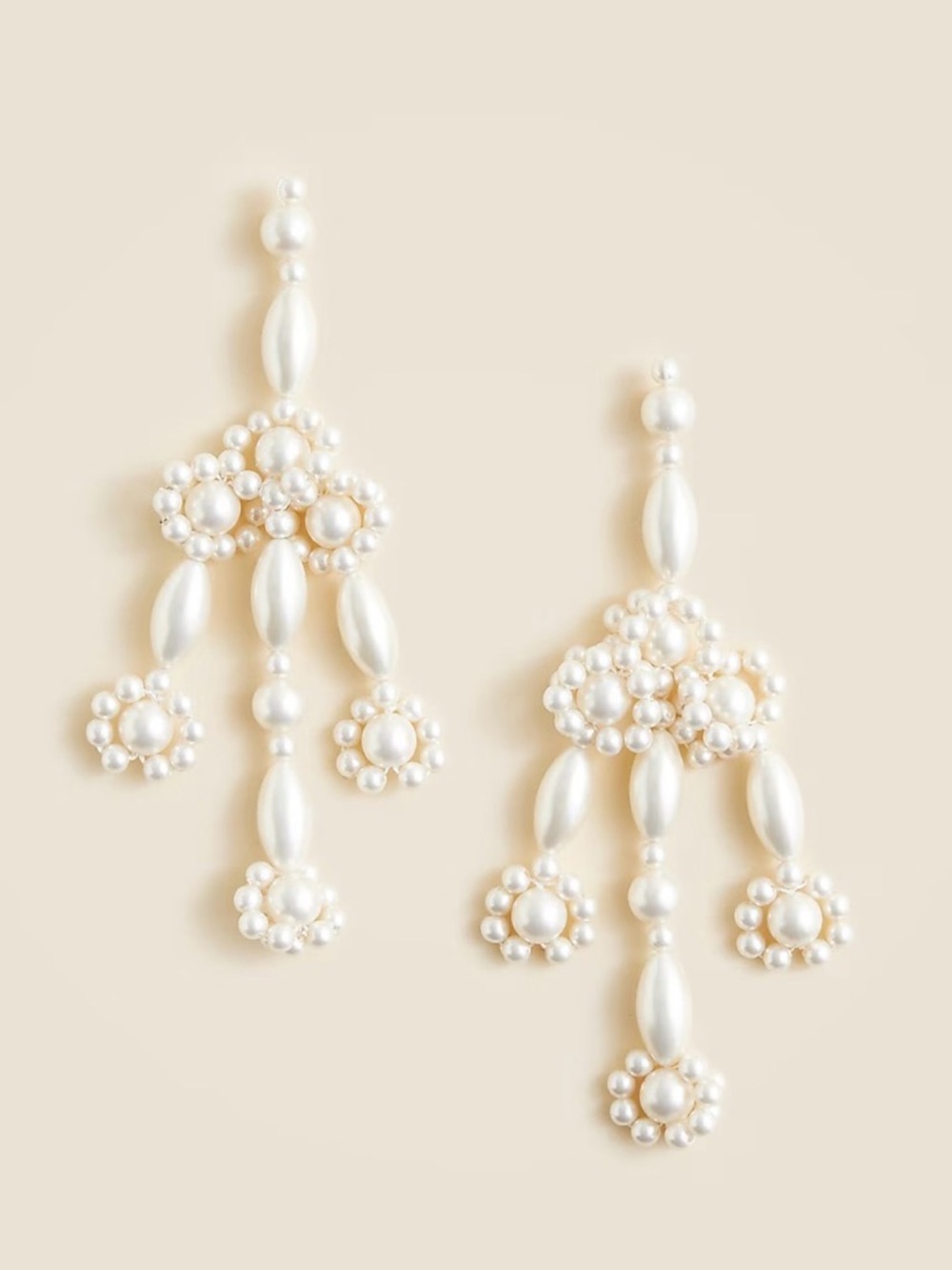 J. Crew NWT New Beaded Pearl chandelier earrings White